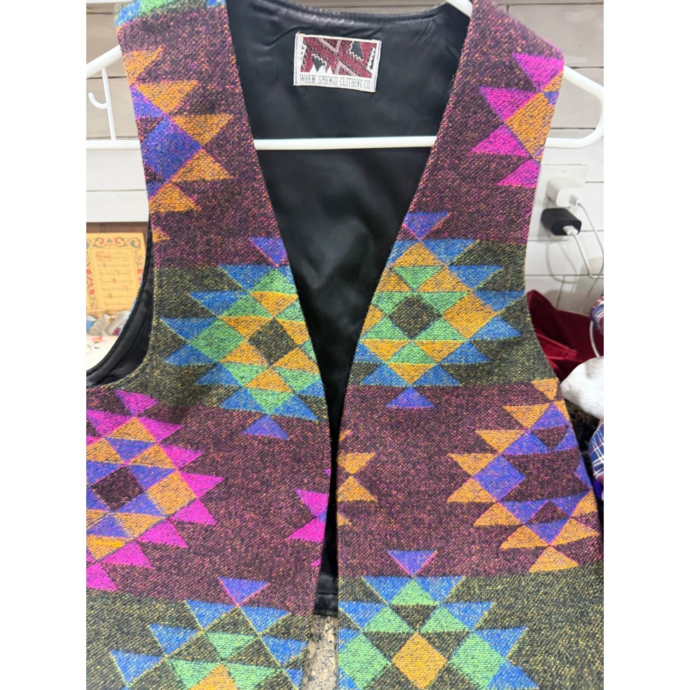 Warm Springs Clothing‎ Co Womens Southwestern Geometric Wool Blend Vest Purple L